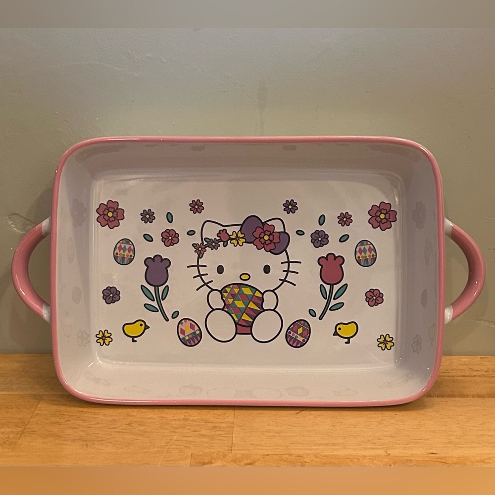 Hello Kitty Spring Flowers Rectangle Ceramic Baking Dish Made By Sanrio